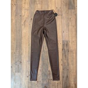 NWT OFFLINE by Aerie Real Luxe Faux Leather Leggings Brown Womens XS TP